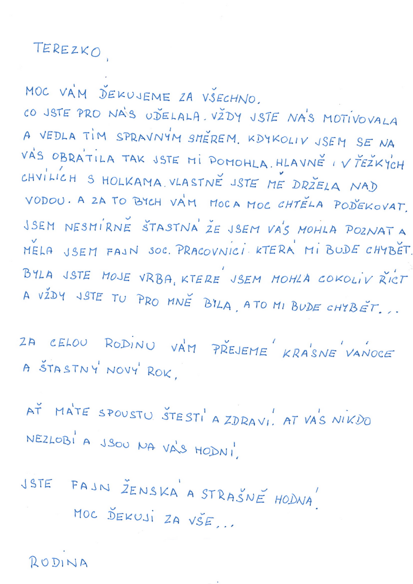 Dopis od klientky