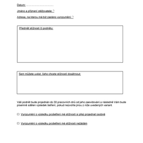 Formulář stížností - terén