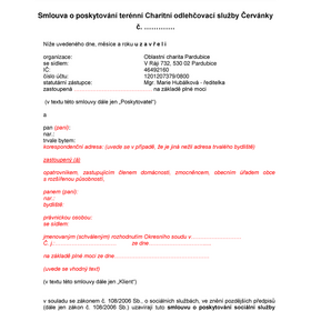 Modelová smlouva o poskytování Charitních odlehčovacích služeb Červánky - terén