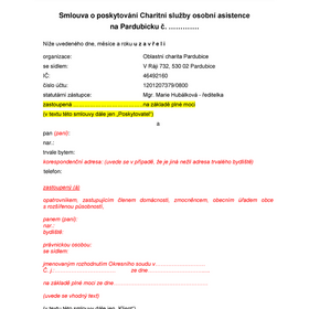 Modelová smlouva o poskytnutí sociální služby