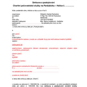 Modelová smlouva o poskytování Charitní pečovatelské služby - Lázně Bohdaneč