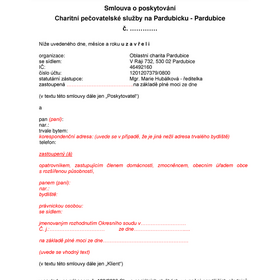 Modelová smlouva o poskytování Charitní pečovatelské služby - Pardubice