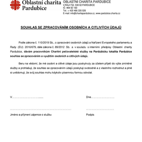 Souhlas se zpracováním osobních a citlivých údajů - Pardubice