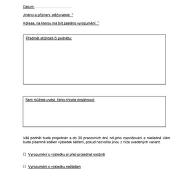 Formulář stížností a podnětů - ambulantní forma