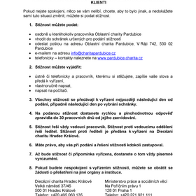 Pravidla pro podávání a vyřizování stížností - klienti - ambulantní forma