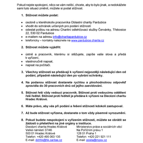 Pravidla pro podávání a vyřizování stížností - klienti - Třebosice