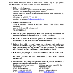 Pravidla pro podávání námětů, podnětů či stížností a jejich vyřizování – klienti - Moravany