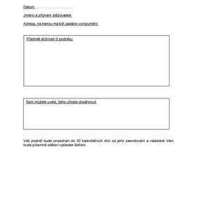 Formulář stížností