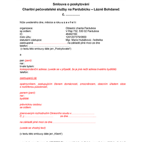 Modelová smlouva o poskytování Charitní pečovatelské služby - Lázně Bohdaneč